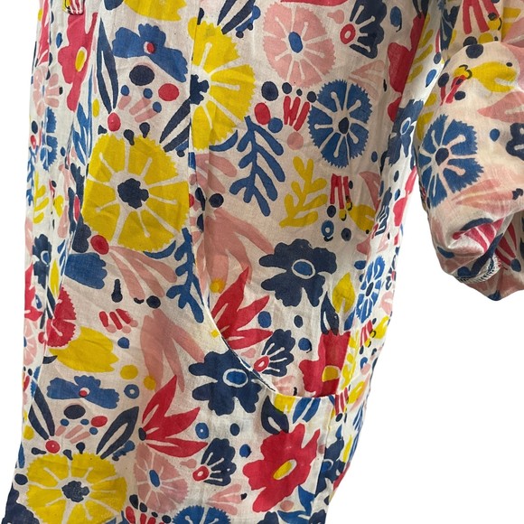 ROBERTA ROLLER RABBIT FLORAL ROLL TAB SLEEVE COTTON SHIRT DRESS XS - Picture 6 of 12